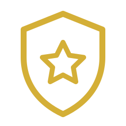 Gold shield emblem with a centered five-pointed star.
